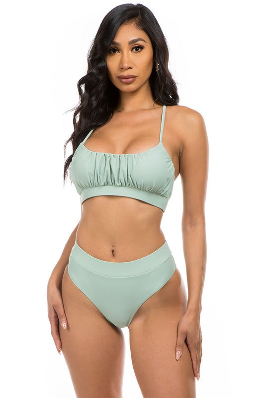 Rusched Top & Bikini Set