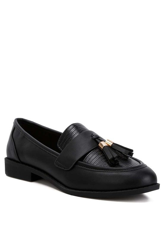 Faux Leather Tassel Loafers