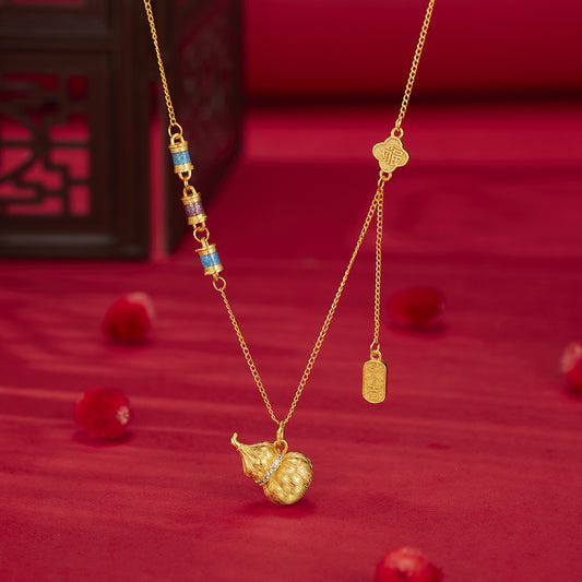 18K Gold-Plated Gourd Pendant Necklace in Gold - women's pendant necklace