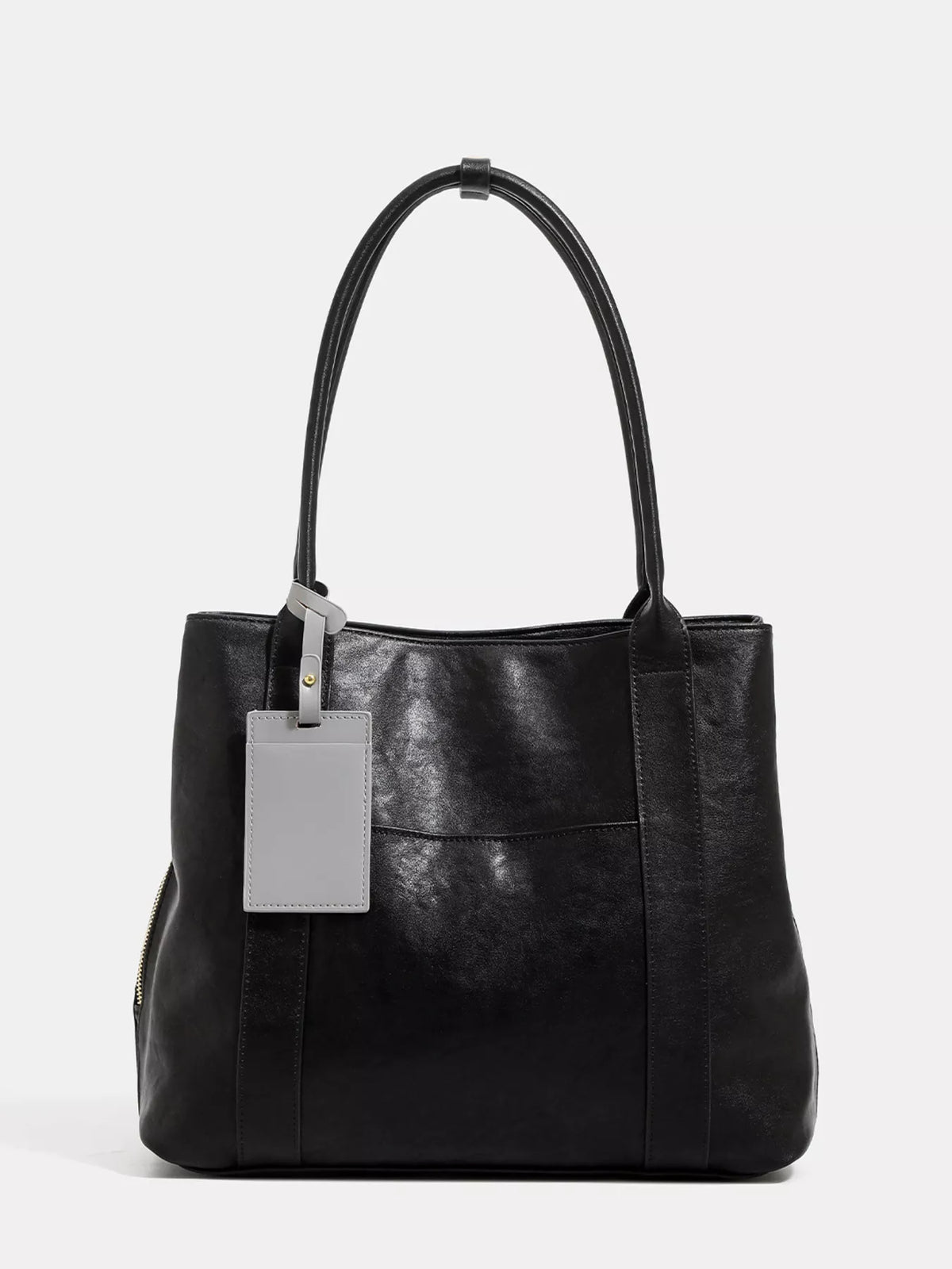 PU Leather Tote Bag in Black - women's leather tote bag