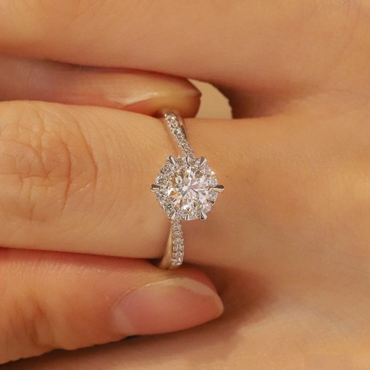 1 Carat Moissanite Sterling Silver Ring - alternate ring view