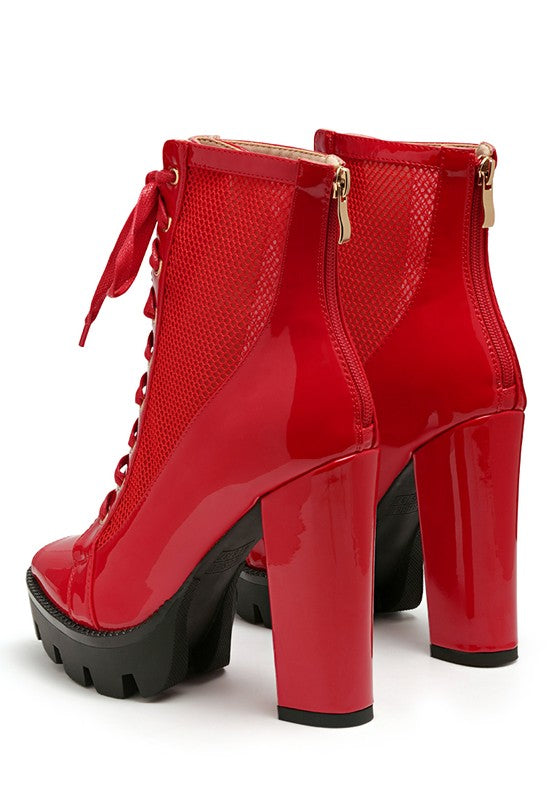 Patent Lace-Up Boots