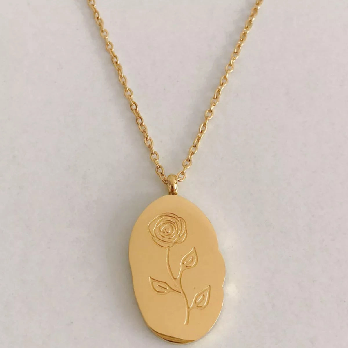 18K Gold-Plated Engraved Pendant Necklace - alternate necklace view