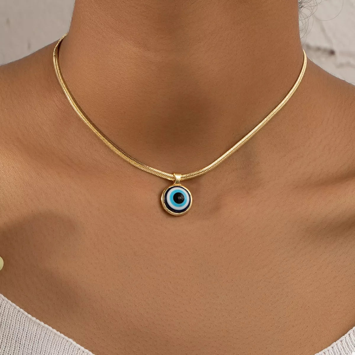 18K Gold-Plated Evil Eye Pendant Necklace in Golden - women's pendant necklace