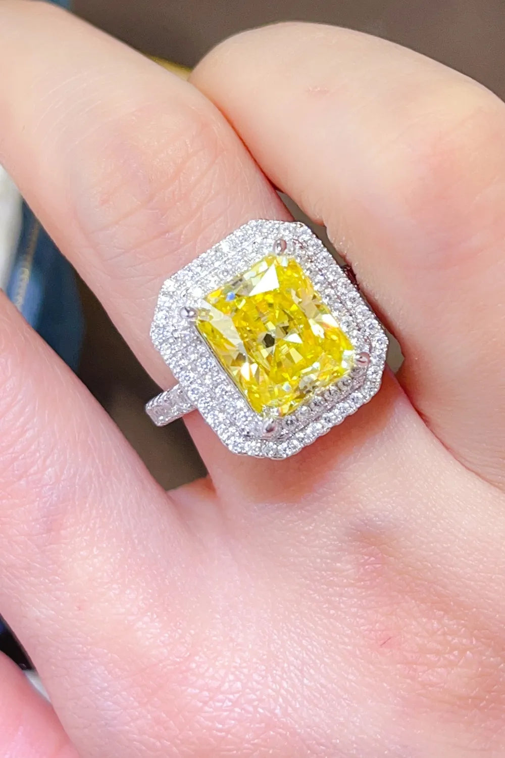 2 Carat Moissanite Sterling Silver Ring in Yellow - women's ring