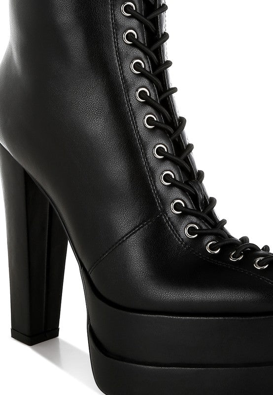 Faux Leather Lace Up Boots