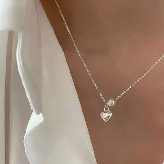 Sterling Silver Heart Necklace - alternate necklace view