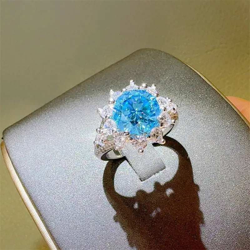 3 Carat Moissanite Zircon Sterling Silver Ring in Silver - women's ring