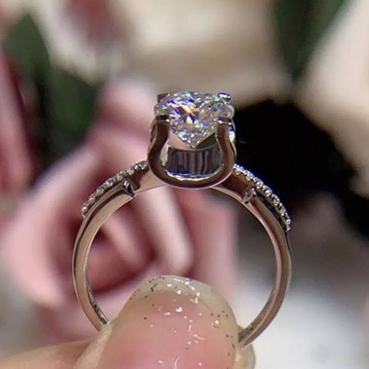 2 Carat Sterling Silver Moissanite Ring - alternate ring view