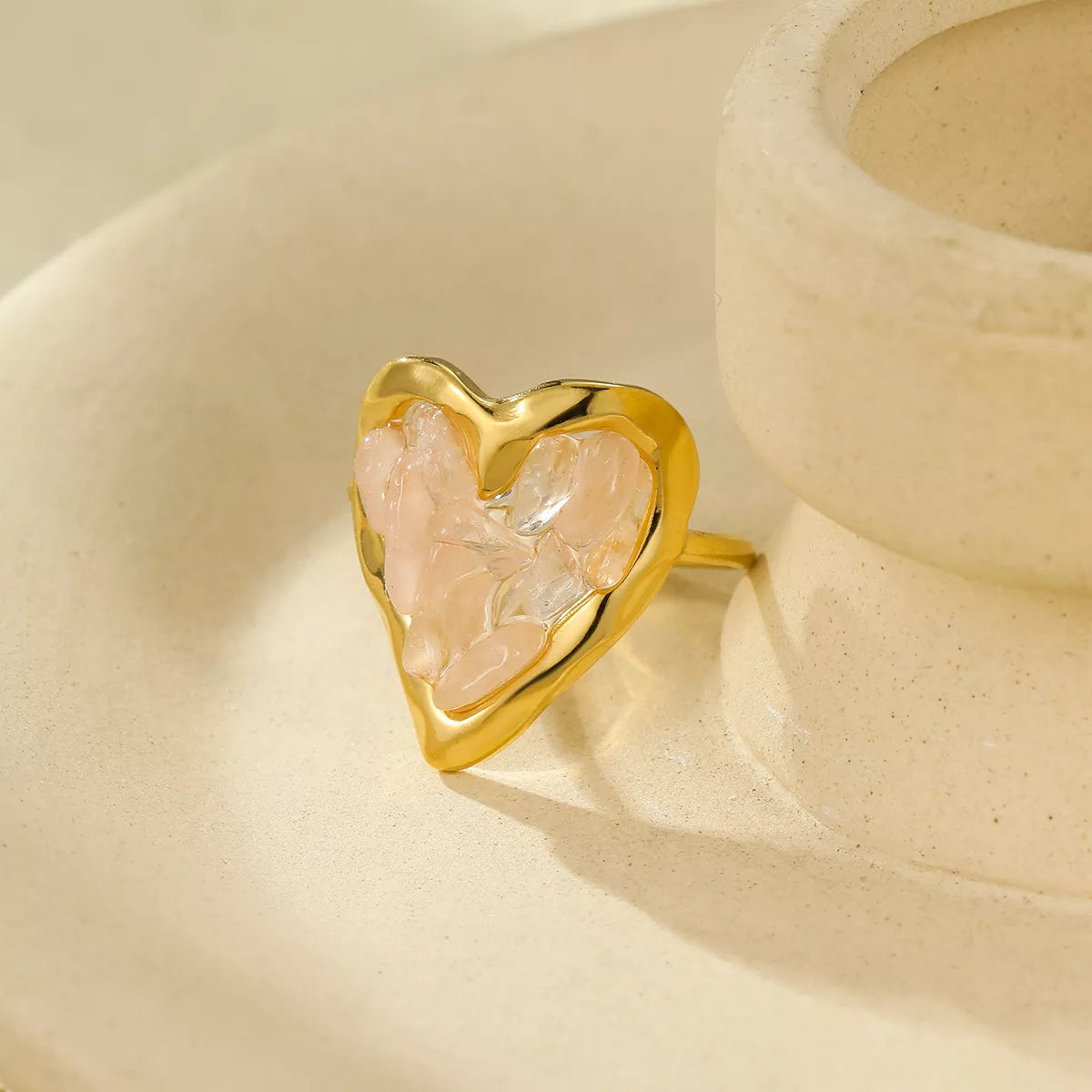 18K Gold-Plated Heart-Shaped Ring - alternate ring view