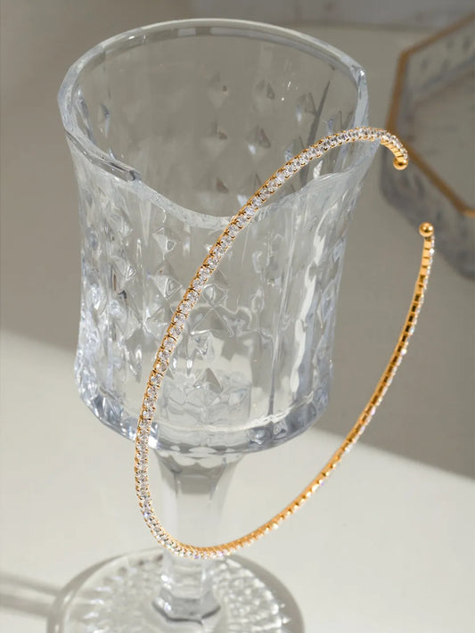 Stainless Steel Inlaid Zircon Necklace in Gold - women's necklace