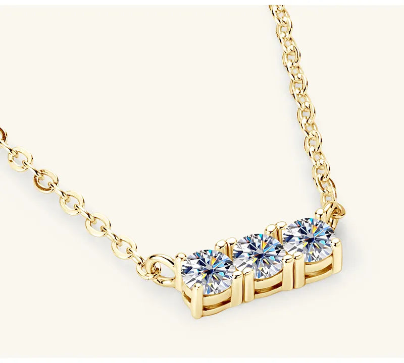Sterling Silver Inlaid Moissanite Bar Necklace in Silver - women's necklace