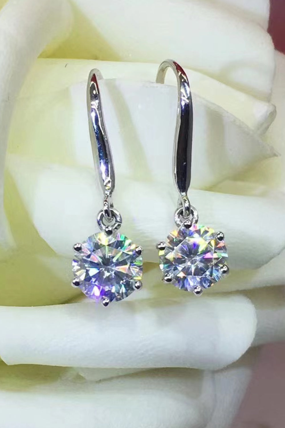 2 Carat Moissanite 6-Prong Drop Earrings - alternate earring view
