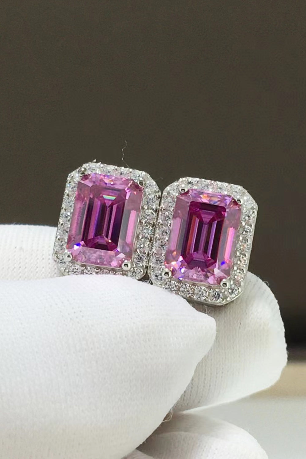 Shiny and Elegant 2 Carat Moissanite Stud Earrings in Rose - women's stud earrings