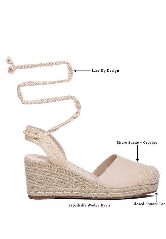Lace-Up Espadrille Wedge Sandals
