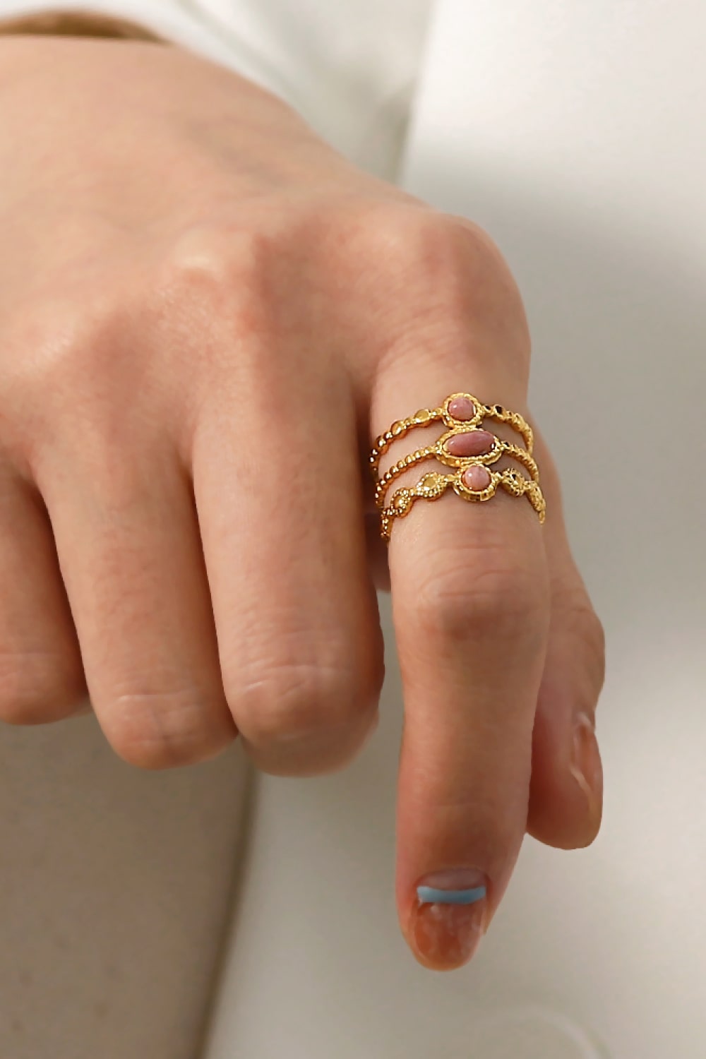 Triple-Layered Stainless Steel Open Ring - alternate ring view