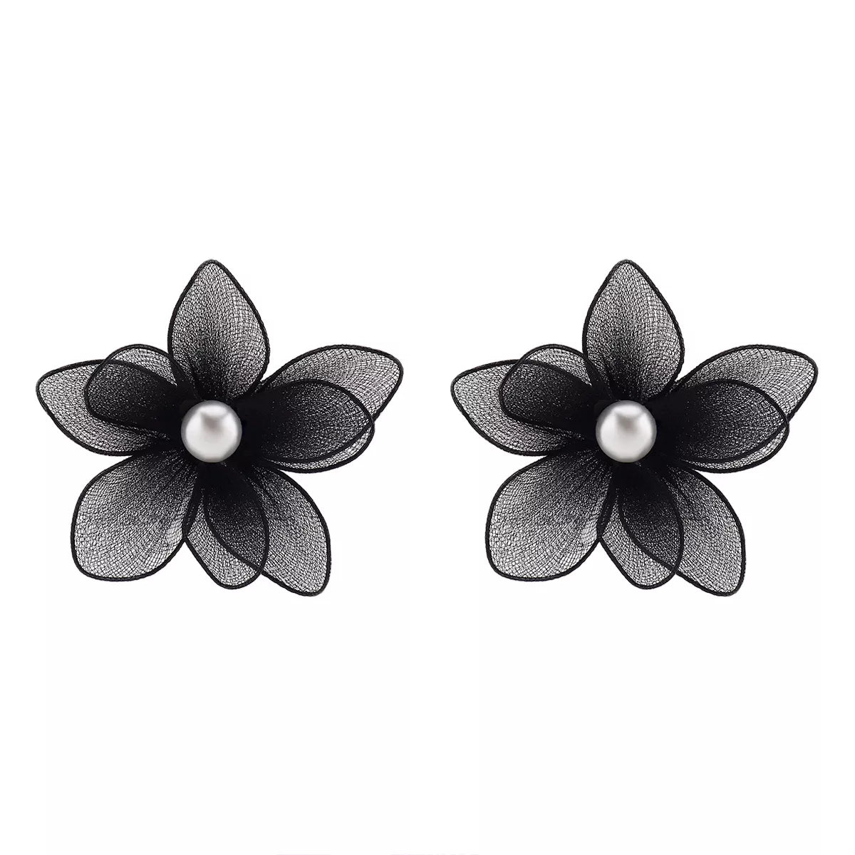 Flower Pearl Stud Earrings - alternate earring view