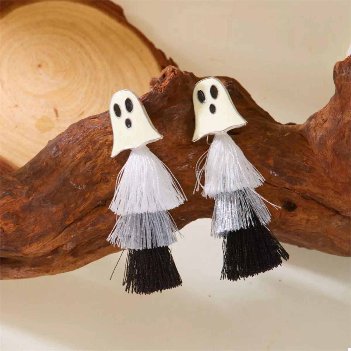 Halloween Ghost and Pumpkin Dangle Earrings - alternate earring view