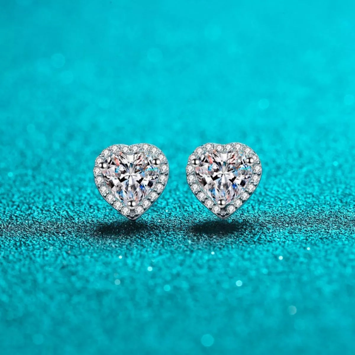 2 Carat Sterling Silver Moissanite Heart Earrings in Silver - women's earrings