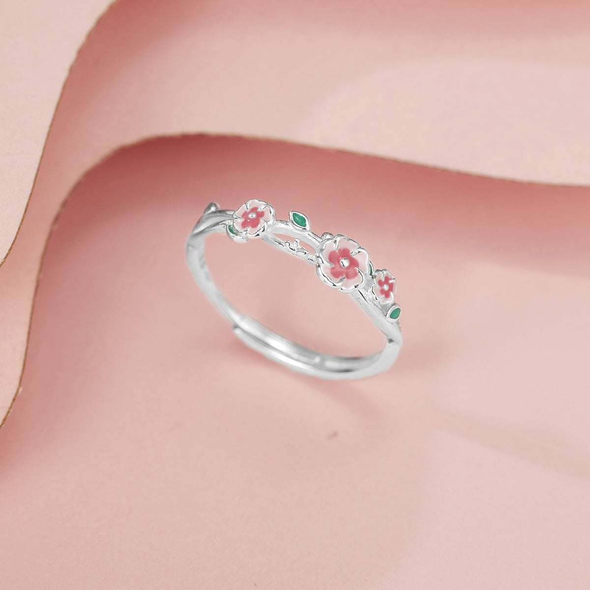 Sterling Silver Flower Ring - alternate ring view