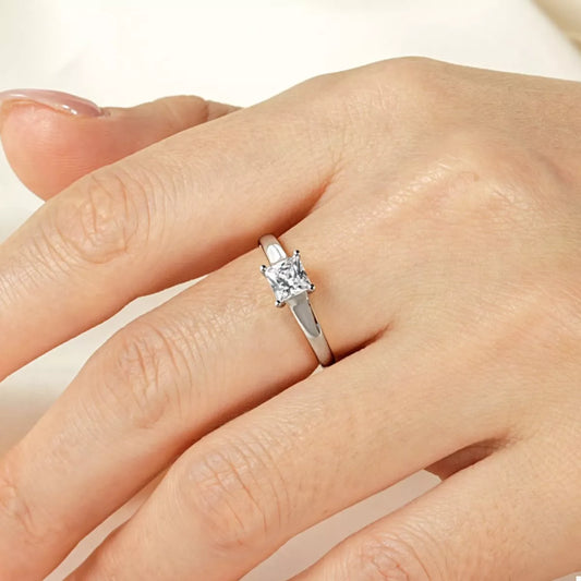 Silver-Plated Minimalist Ring in White - women's ring