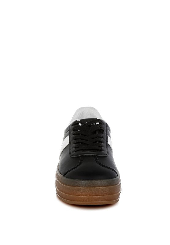 Faux Leather Lace-Up Sneakers