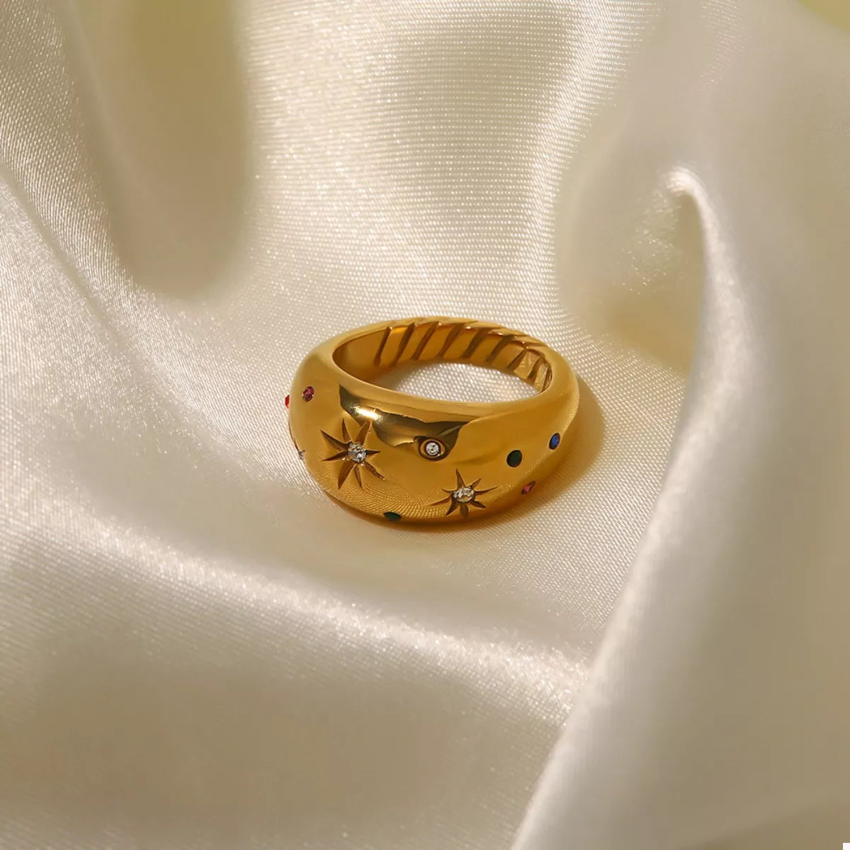 18K Gold-Plated Zircon Ring in Gold - women's ring