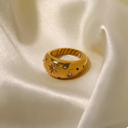18K Gold-Plated Zircon Ring in Gold - women's ring