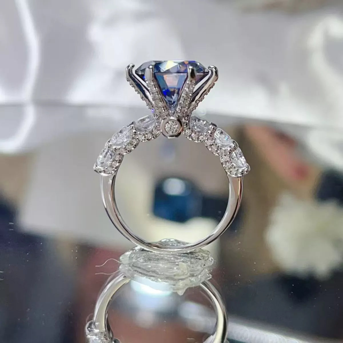 5 Carat Moissanite 6-Prong Sterling Silver Ring in Silver - women's ring