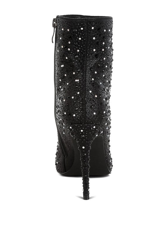 Rhinestones Stiletto Ankle Boots