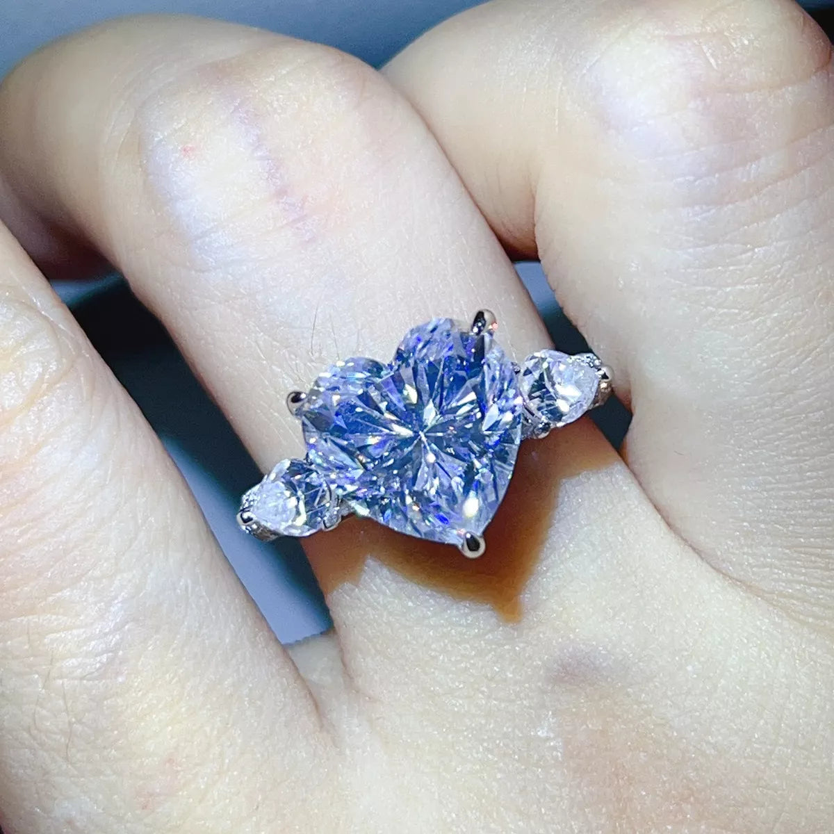 6 Carat Sterling Silver Moissanite Heart Ring in Silver - women's ring