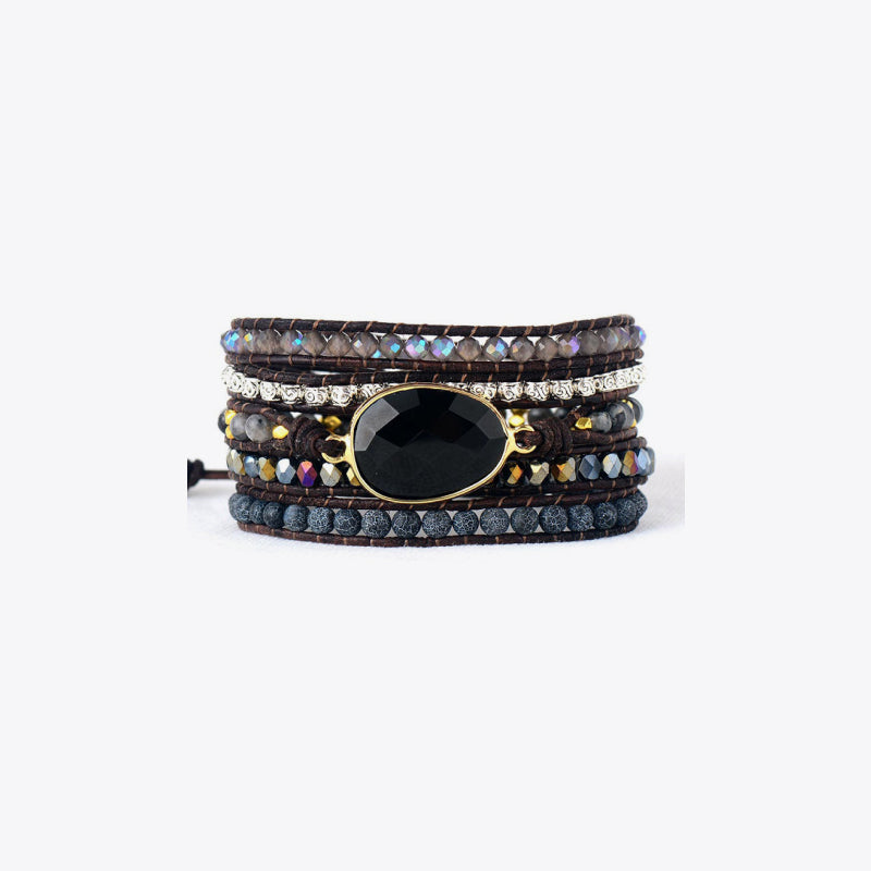 Agate Beaded Bracelet in Black - women's beaded bracelet