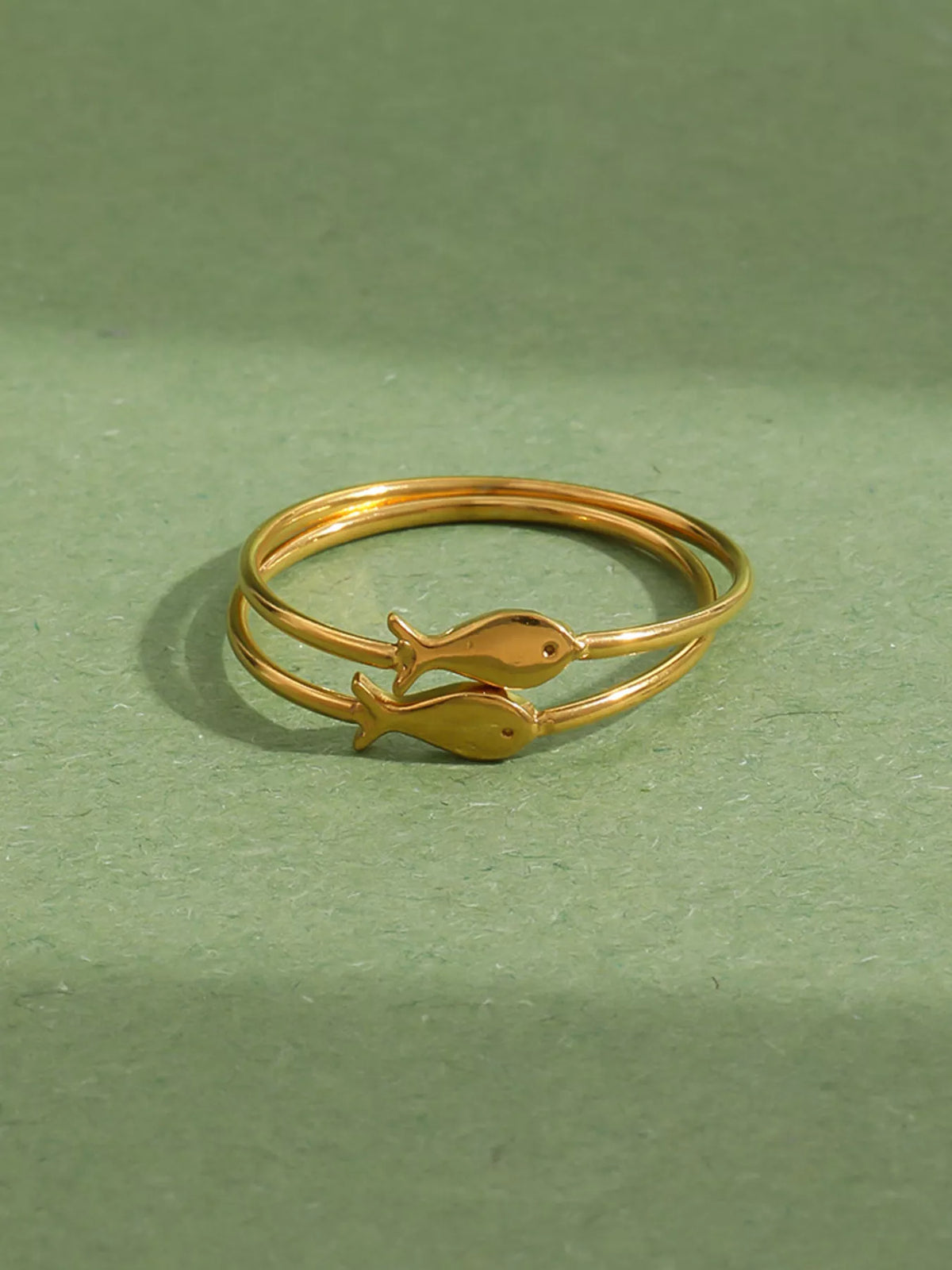 18K Gold-Plated Stainless Steel Fish Ring - alternate ring view