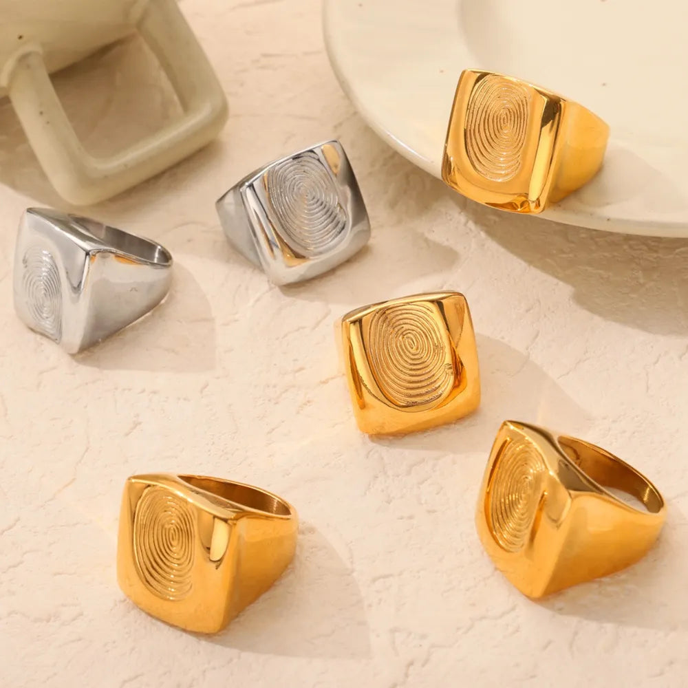 Titanium Steel Fingerprint Signet Ring in Silver - women's signet ring