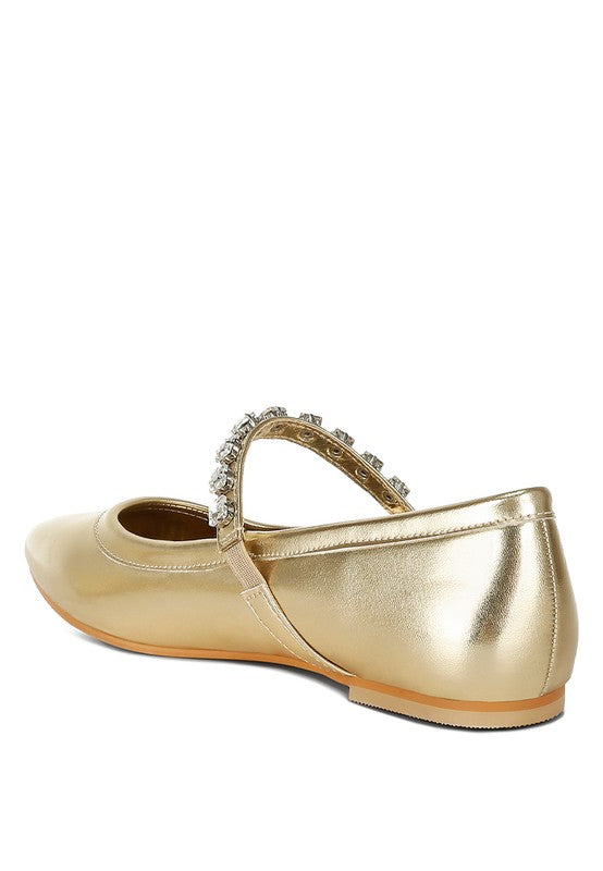 Diamante Metallic Ballerinas