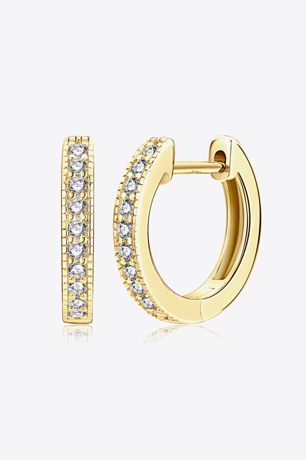 Inlaid Moissanite Hoop Earrings - alternate earring view