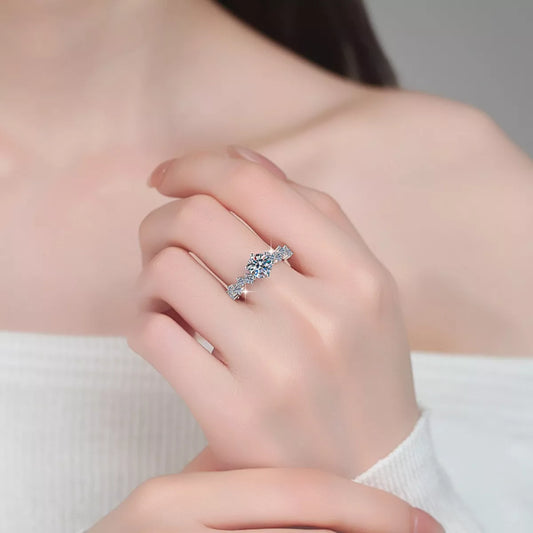 1 Carat Moissanite Sterling Silver Ring in Silver - women's ring