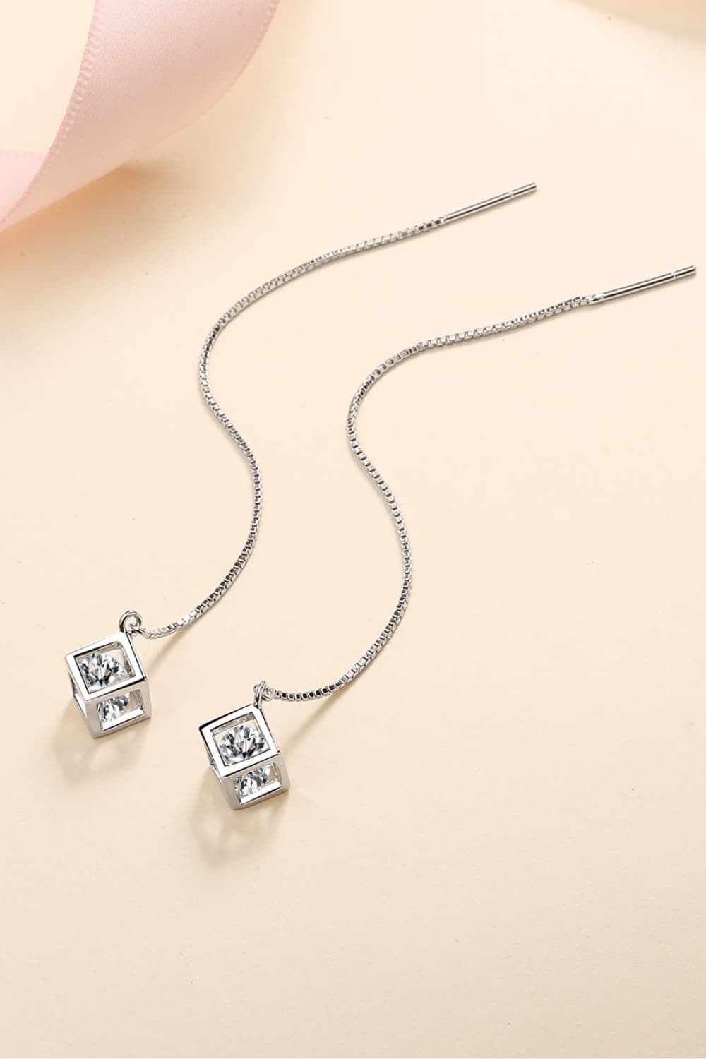 2 Carat Moissanite Sterling Silver Threader Earrings - alternate earring view