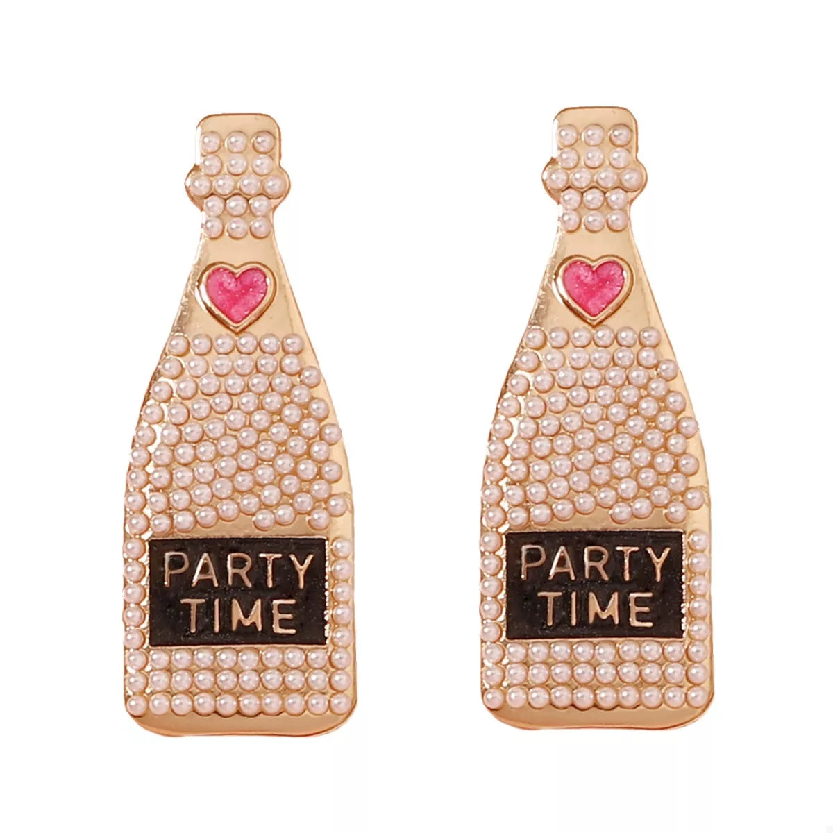 Champagne Bottle Pearl Earrings - alternate earring view