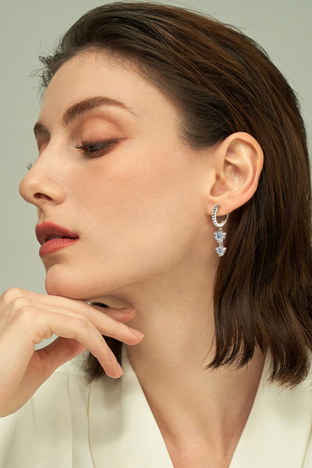 Adored Be The One Moissanite Drop Earrings - alternate earring view