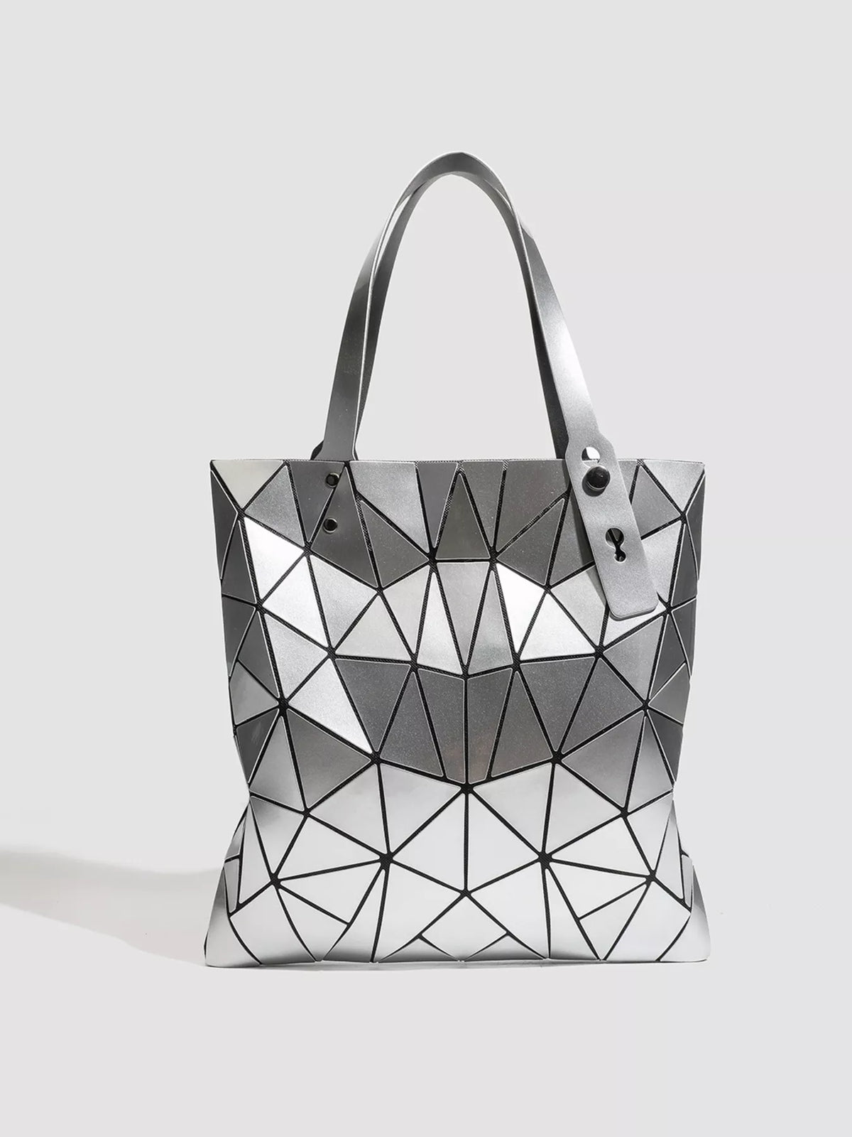 Geometric Glossy Paneled Handbag in White - women's tote handbag