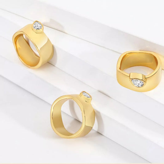 18K Gold-Plated Minimalist Design Ring in Gold - women's ring