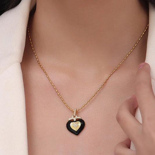 Titanium Steel Heart Shape Necklace - alternate necklace view