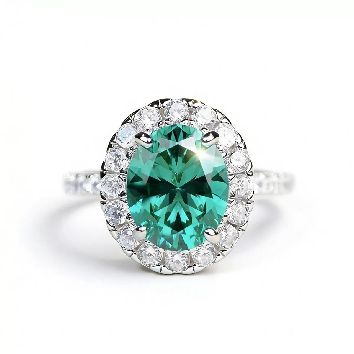 Sterling Silver Oval Zircon Ring - alternate ring view