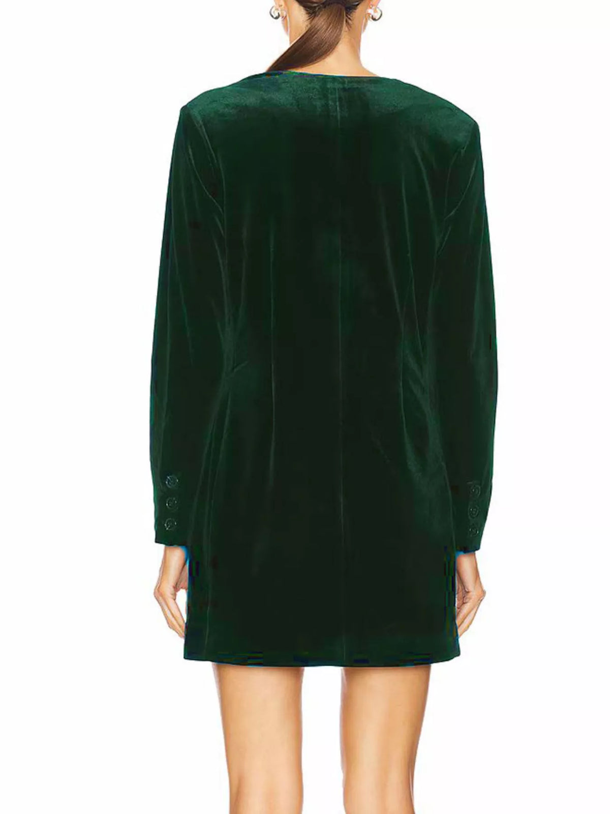 Velvet Double-Breasted Blazer Dress in Wine Red - Blossom's