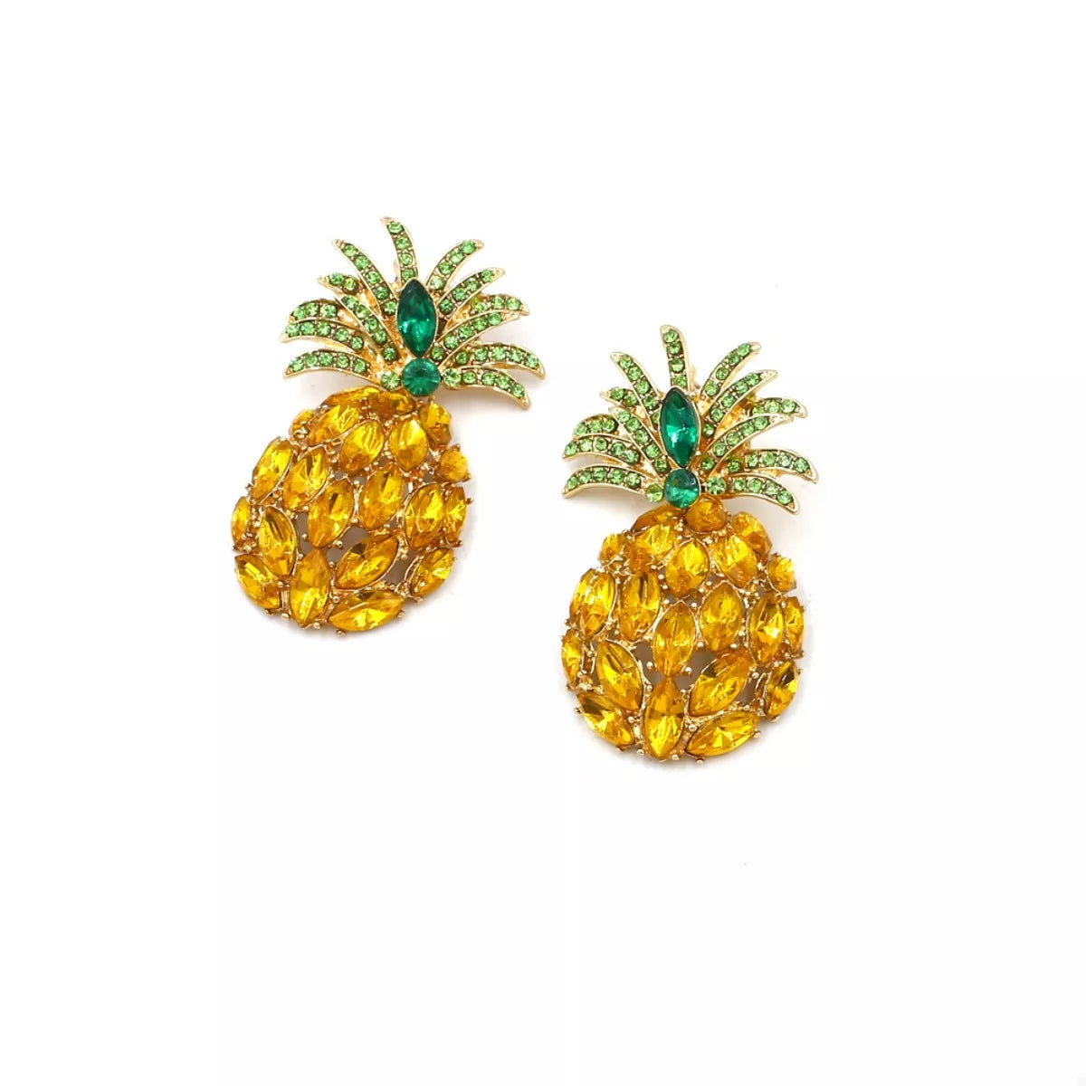 Pineapple Rhinestone Dangle Earrings - alternate earring view