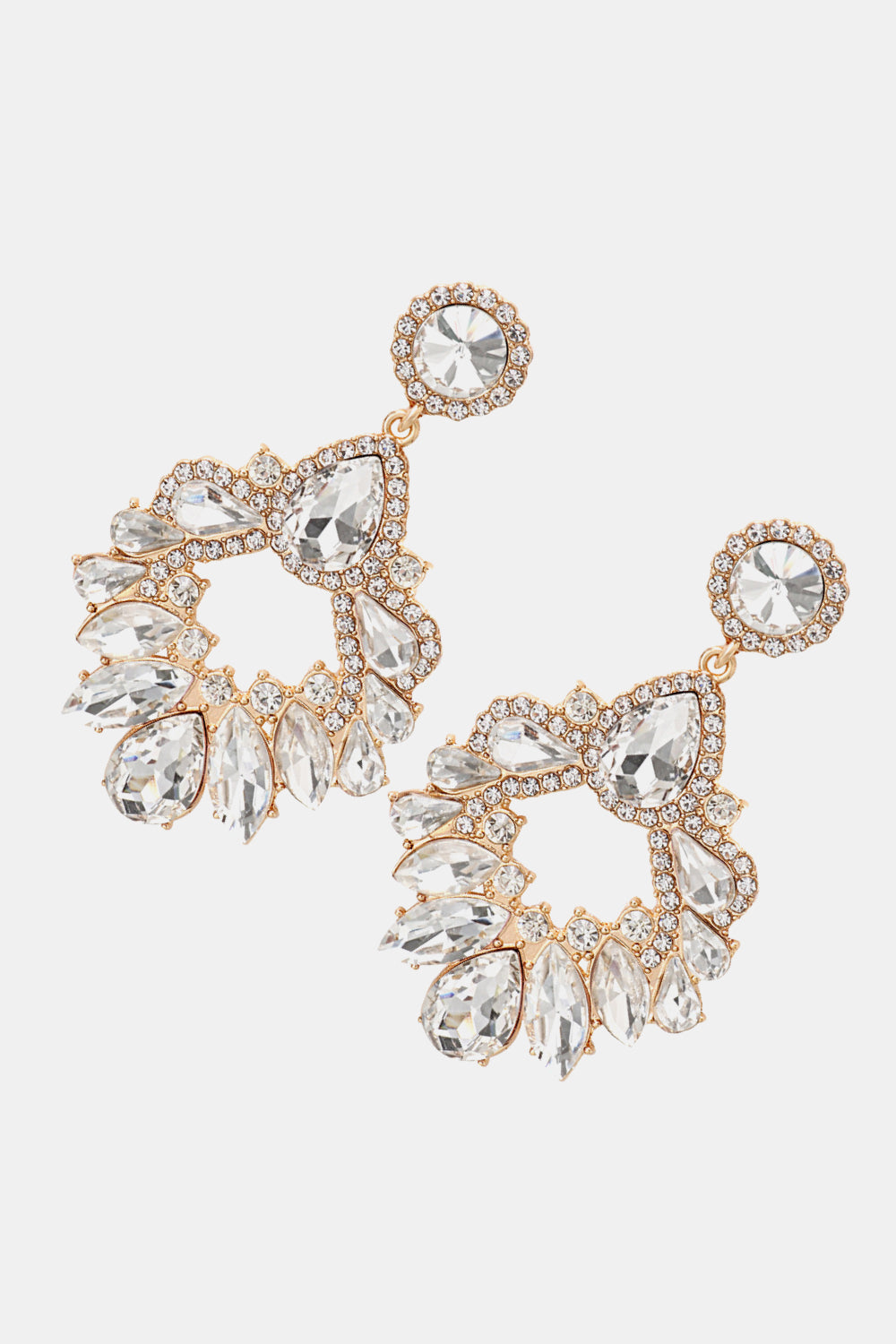 Zinc Alloy Frame Glass Stone Dangle Earrings - alternate earring view