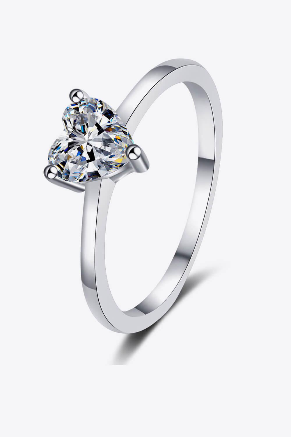 Sterling Silver Heart-Shaped Moissanite Solitaire Ring in Silver - women's solitaire ring
