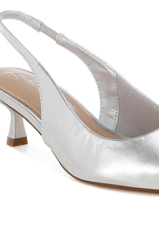 Kitten Heel Slingback Sandals