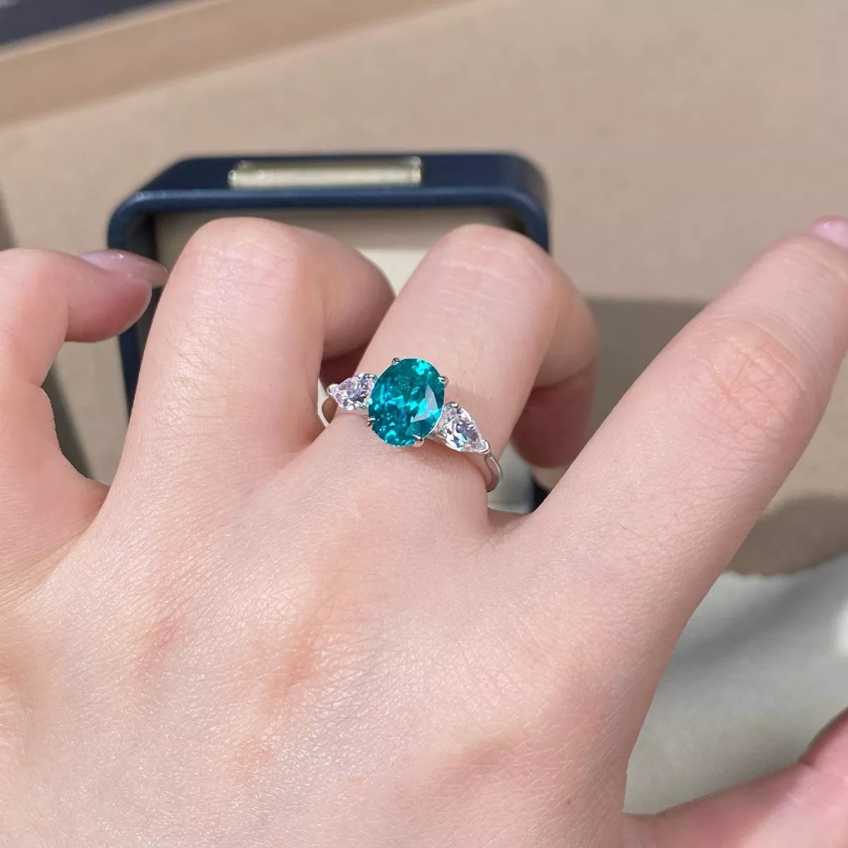 Topaz Sterling Silver Oval Ring - alternate ring view